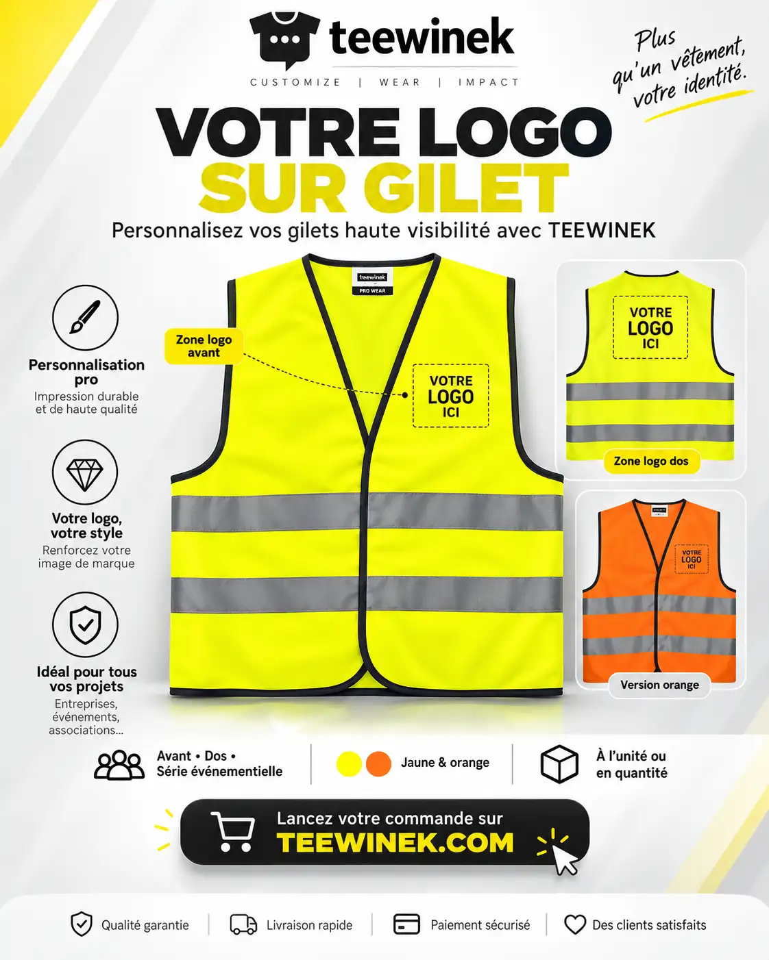 Gilet de sécurité et dossard personnalisé avec impression logo en Tunisie - Teewinek