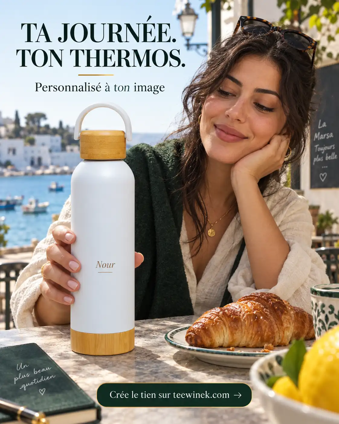 Bouteille isotherme et thermos personnalisés avec logo Tunisie